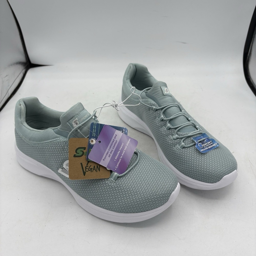 Skechers S Sport Shoes Womens Size 8 Rummie 2.0 Light Green Walk Vegan Sneakers